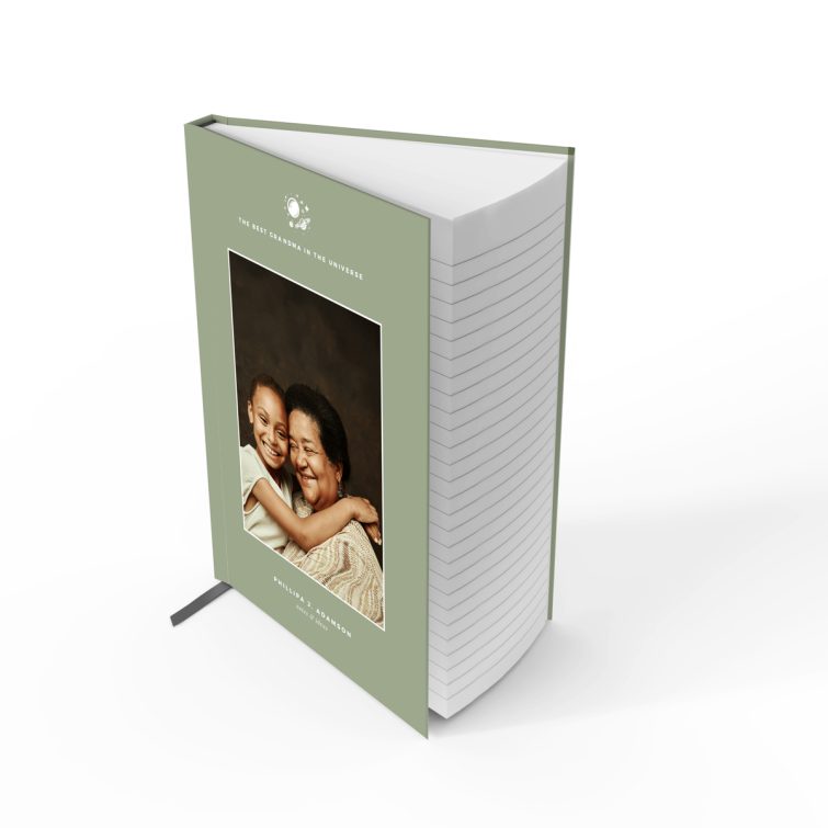 Personalised portrait notebook design featuring one photo on the cover spread by Utterly Printable.