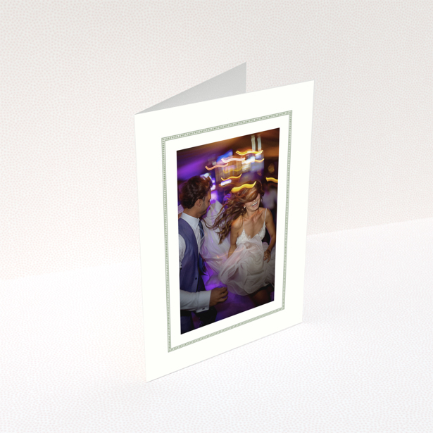 Wedding photo album cover with one photo of a couple dancing.