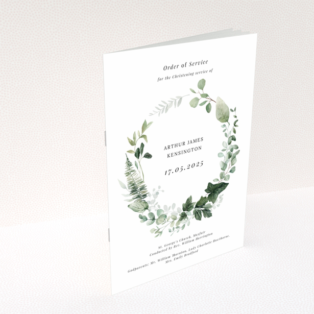 Christening order of service program back page design Portrait UK