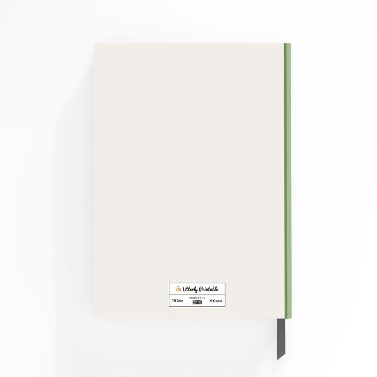 Elegant personalised notebooks with green spine design and 4 photos for stylish note-taking.