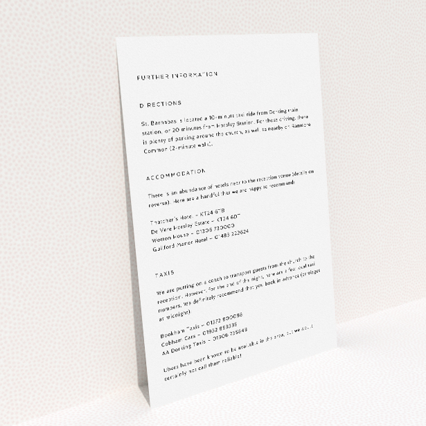 Hanover Elegance information insert card - contemporary chic wedding stationery with elegant script names. This image shows the front and back sides together