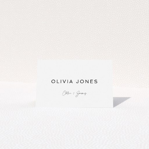 Hanover Elegance Place Cards - Contemporary Wedding Place Card Template with Personalised Script Names. This is a view of the front