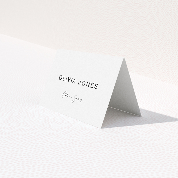 Hanover Elegance Place Cards - Contemporary Wedding Place Card Template with Personalised Script Names. This is a third view of the front