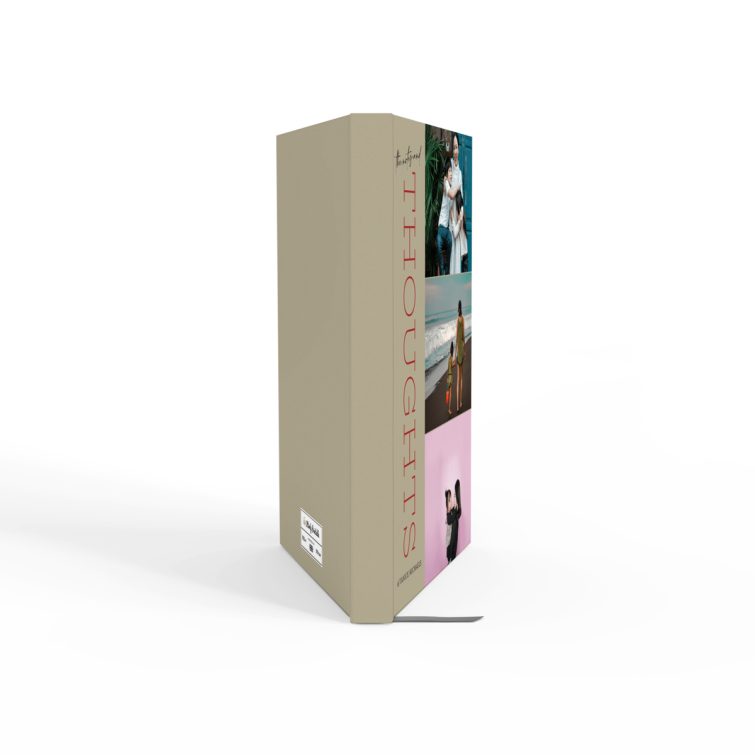 Portrait notebook design with three placeholder photos on cover, by Utterly Printable.