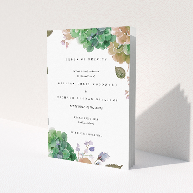Utterly Printable Hibernian Harmony Wedding Order of Service A5 Booklet Template. This is a view of the front