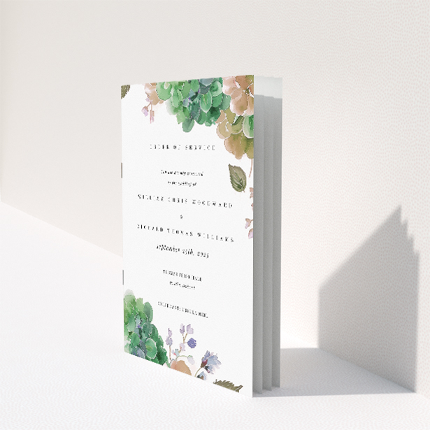 Utterly Printable Hibernian Harmony Wedding Order of Service A5 Booklet Template. This image shows the front and back sides together
