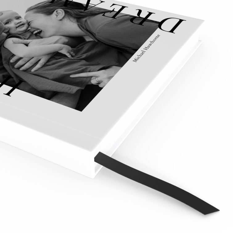 Customisable portrait notebook design featuring one photo on the cover, ideal for personalisation by UK-based Utterly Printable.