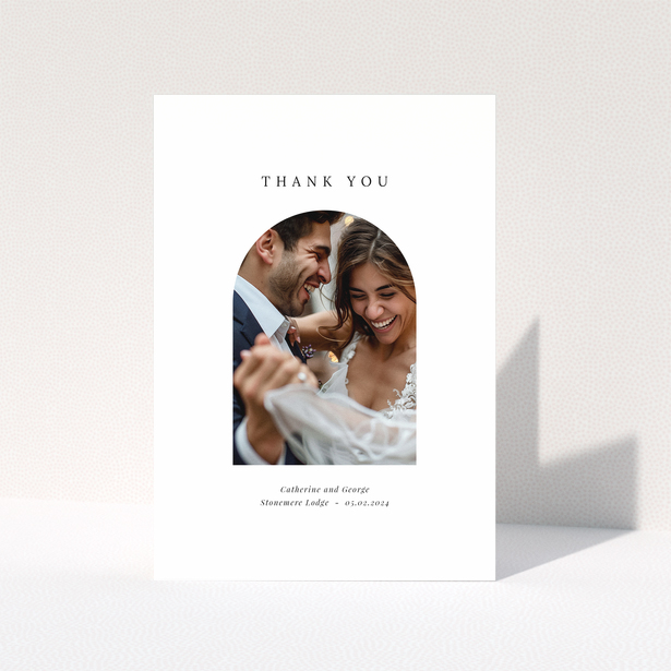 Wedding thank you card with one photo.