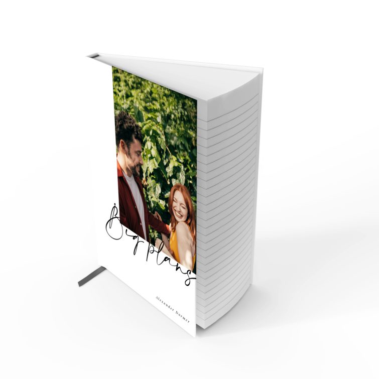 Personalised portrait notebook design with one photo on the cover from Utterly Printable.