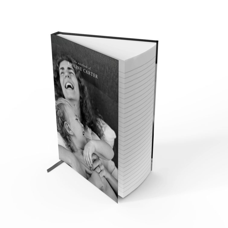 Personalised portrait notebook design with one black and white photo on the cover, ideal for custom printing by Utterly Printable.