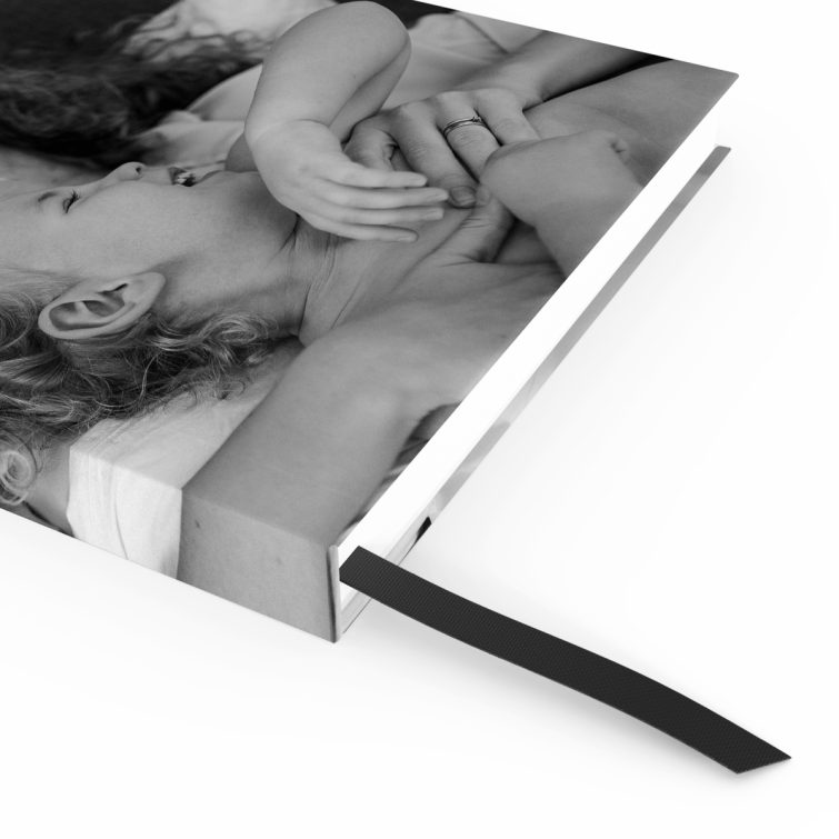 Personalised portrait notebook design with one black and white photo on the cover, ideal for custom printing by Utterly Printable.