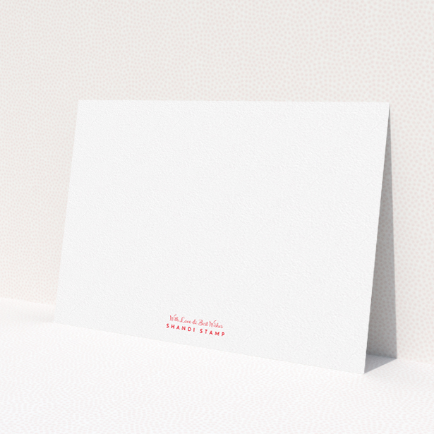 A ladies custom writing stationery design named "Best wishes". It is an A5 card in a landscape orientation. "Best wishes" is available as a flat card, with tones of white and red.