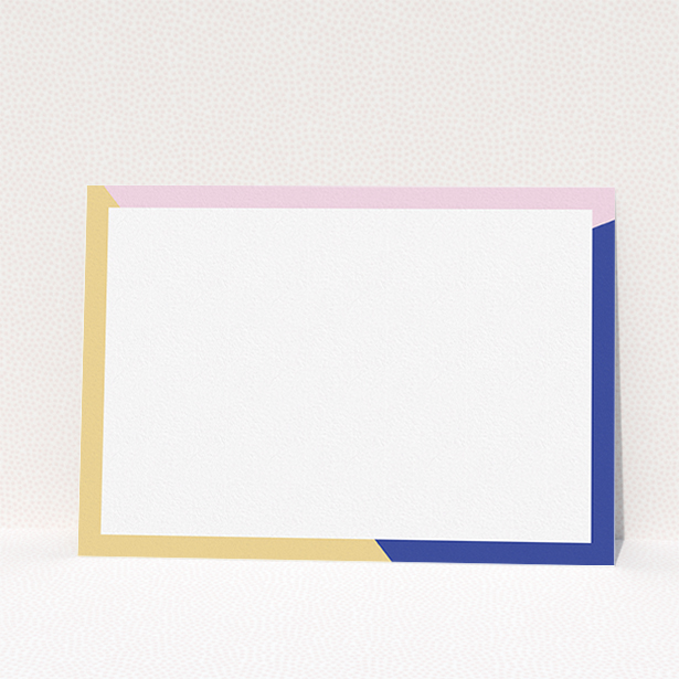 A ladies custom writing stationery design named "Colour Thirds". It is an A5 card in a landscape orientation. "Colour Thirds" is available as a flat card, with tones of white, blue and pink.