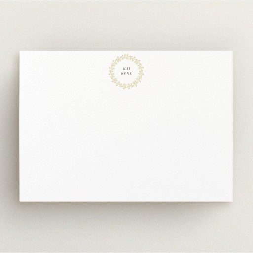 Custom Writing Stationery Design for Women - "Garland dusk" A ladies custom writing stationery named "Garland dusk". It is an A5 card in a landscape orientation. "Garland dusk" is available as a flat card, with tones of white and Light orange.