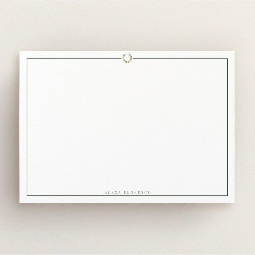 Custom Writing Stationery Design for Women - "Greco" A ladies custom writing stationery template titled "Greco". It is an A5 card in a landscape orientation. "Greco" is available as a flat card, with mainly white colouring.