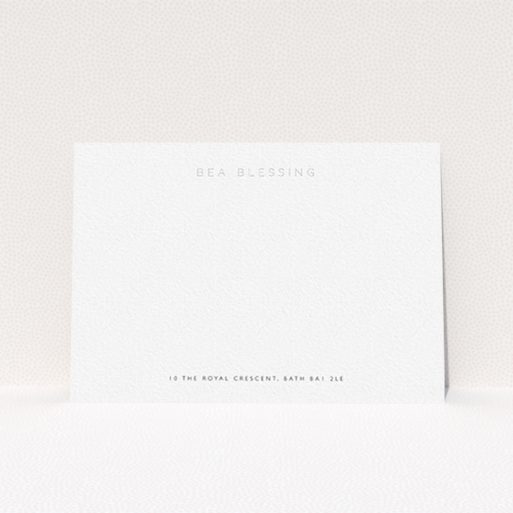 A ladies custom writing stationery design titled "Name in lights". It is an A6 card in a landscape orientation. "Name in lights" is available as a flat card, with mainly white colouring.