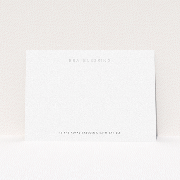 A ladies custom writing stationery design titled "Name in lights". It is an A6 card in a landscape orientation. "Name in lights" is available as a flat card, with mainly white colouring.
