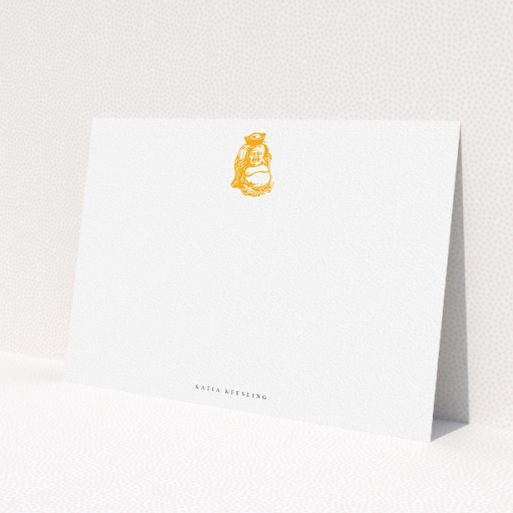 A ladies custom writing stationery called 'Peace within'. It is an A5 card in a landscape orientation. 'Peace within' is available as a flat card, with tones of white and orange.