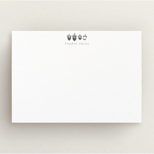 Custom Writing Stationery Design for Women - "Short and stout" A ladies custom writing stationery design titled "Short and stout". It is an A5 card in a landscape orientation. "Short and stout" is available as a flat card, with mainly white colouring.