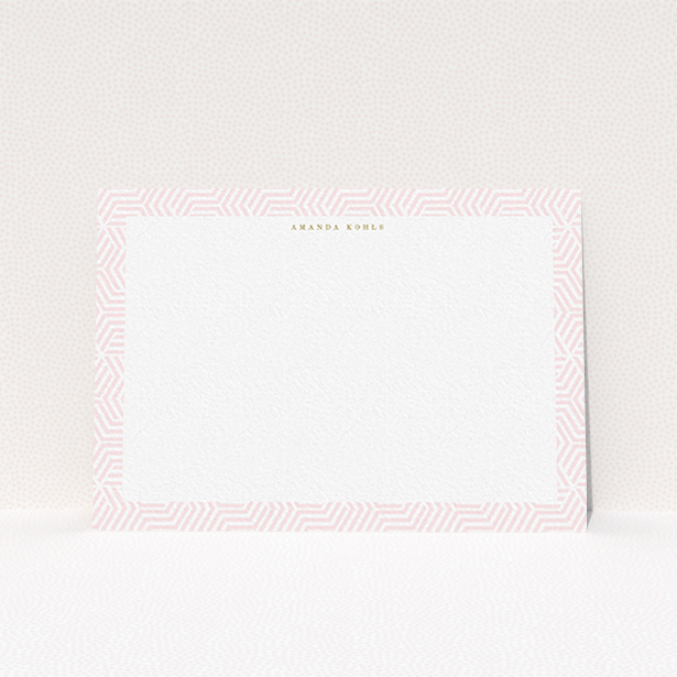 A ladies custom writing stationery named "The roundabout". It is an A6 card in a landscape orientation. "The roundabout" is available as a flat card, with tones of pink and white.