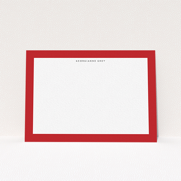 A ladies personalised note card template titled "Big Red". It is an A6 card in a landscape orientation. "Big Red" is available as a flat card, with tones of red and white.