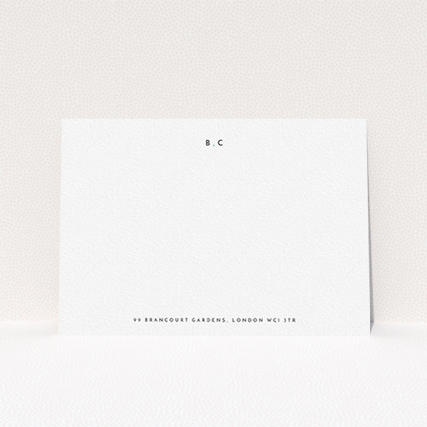 A ladies personalised note card named "Bullet points". It is an A6 card in a landscape orientation. "Bullet points" is available as a flat card, with mainly white colouring.