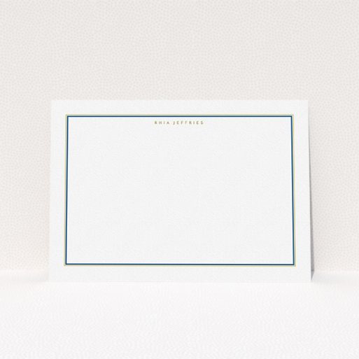 A ladies personalised note card design titled "Cross-border". It is an A5 card in a landscape orientation. "Cross-border" is available as a flat card, with mainly white colouring.