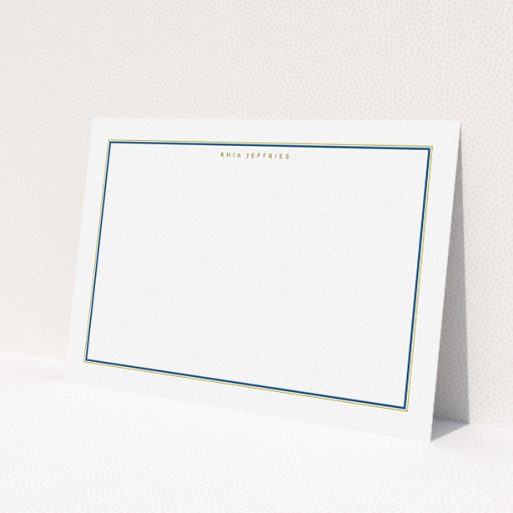 A ladies personalised note card design titled 'Cross-border'. It is an A5 card in a landscape orientation. 'Cross-border' is available as a flat card, with mainly white colouring.