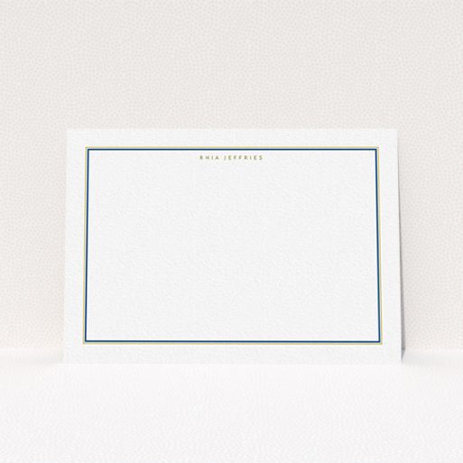 A ladies personalised note card design titled "Cross-border". It is an A6 card in a landscape orientation. "Cross-border" is available as a flat card, with mainly white colouring.