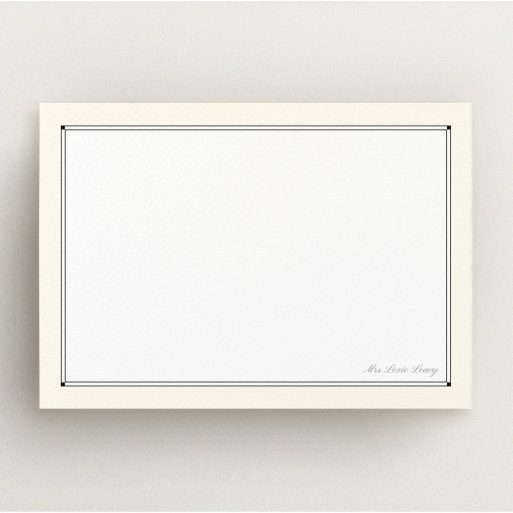 Personalised Note Card Design for Women - "Deco cream" A ladies personalised note card design titled "Deco cream". It is an A5 card in a landscape orientation. "Deco cream" is available as a flat card, with mainly cream colouring.
