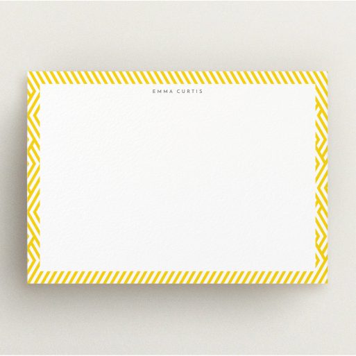 Personalised Note Card Design for Women - "Direction to yellow" A ladies personalised note card design titled "Direction to yellow". It is an A5 card in a landscape orientation. "Direction to yellow" is available as a flat card, with tones of yellow and white.