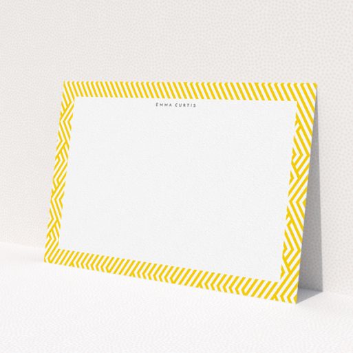 A ladies personalised note card design titled 'Direction to yellow'. It is an A5 card in a landscape orientation. 'Direction to yellow' is available as a flat card, with tones of yellow and white.