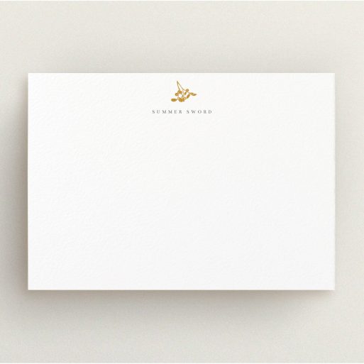 Personalised Note Card Design for Women - "Hanging in the woodland" A ladies personalised note card design called "Hanging in the woodland". It is an A5 card in a landscape orientation. "Hanging in the woodland" is available as a flat card, with tones of white and orange.