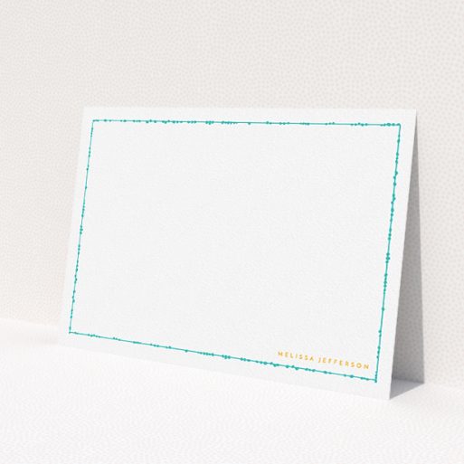 A ladies personalised note card template titled 'Living border'. It is an A5 card in a landscape orientation. 'Living border' is available as a flat card, with tones of white and orange.