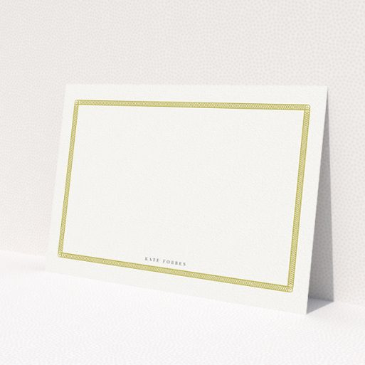 A ladies personalised note card named 'Pick your circle gold'. It is an A5 card in a landscape orientation. 'Pick your circle gold' is available as a flat card, with tones of gold and white.