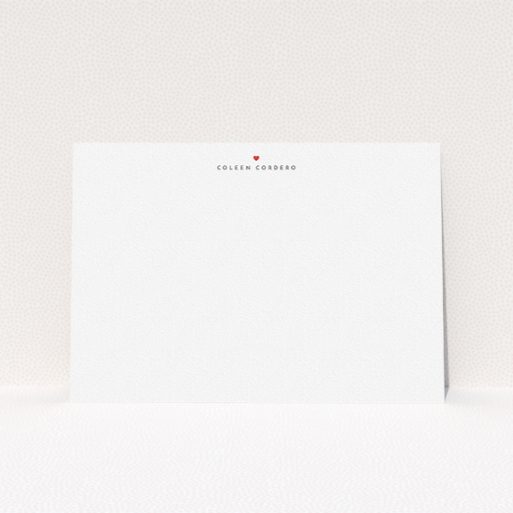 A ladies personalised note card template titled "Simple love". It is an A5 card in a landscape orientation. "Simple love" is available as a flat card, with tones of white and red.