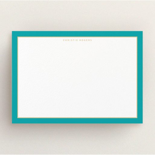 Personalised Note Card Design for Women - "Simplicity" A ladies personalised note card design titled "Simplicity". It is an A5 card in a landscape orientation. "Simplicity" is available as a flat card, with tones of green and white.