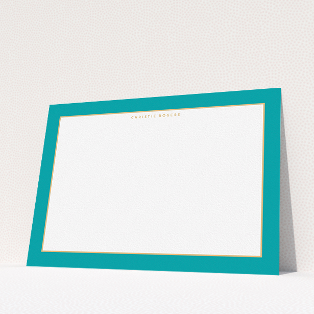 A ladies personalised note card design titled "Simplicity". It is an A5 card in a landscape orientation. "Simplicity" is available as a flat card, with tones of green and white.