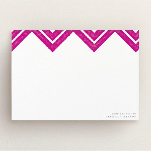 Personalised Note Card Design for Women - "Skiapthos" A ladies personalised note card named "Skiapthos". It is an A5 card in a landscape orientation. "Skiapthos" is available as a flat card, with tones of pink and white.