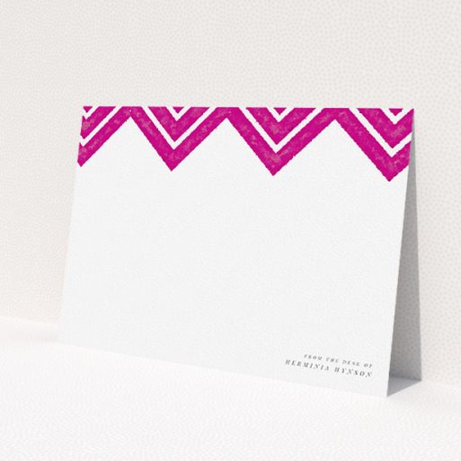 A ladies personalised note card named 'Skiapthos'. It is an A5 card in a landscape orientation. 'Skiapthos' is available as a flat card, with tones of pink and white.