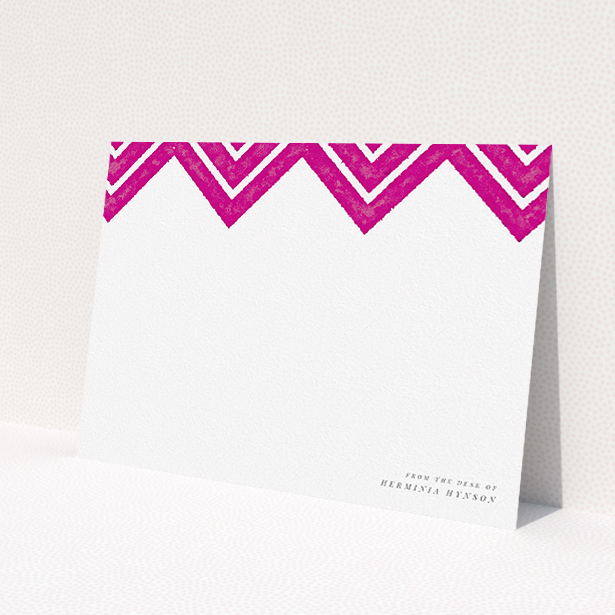 A ladies personalised note card named "Skiapthos". It is an A5 card in a landscape orientation. "Skiapthos" is available as a flat card, with tones of pink and white.
