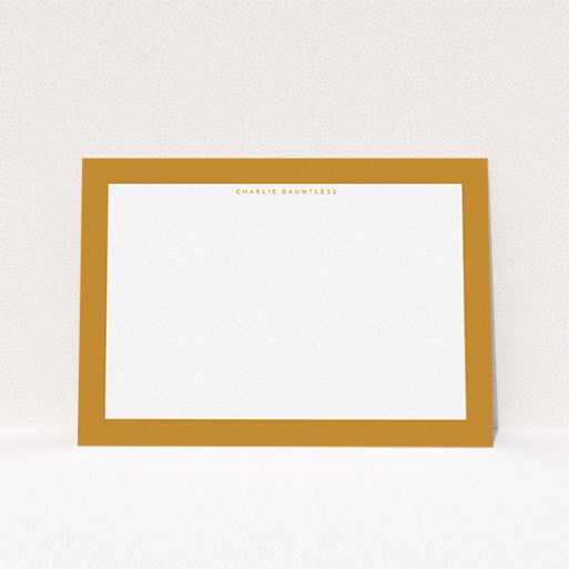 A ladies personalised note card called "The impact of orange". It is an A6 card in a landscape orientation. "The impact of orange" is available as a flat card, with tones of orange and white.