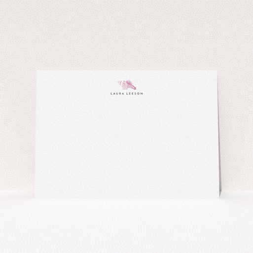 A ladies personalised note card design titled "To the year". It is an A6 card in a landscape orientation. "To the year" is available as a flat card, with tones of white and pink.