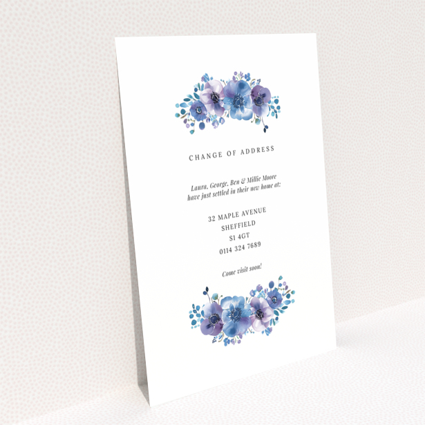 Change of address card back page design with white and grey polka dot background named Portrait