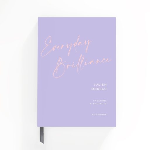 Lavender Coloured Personalised Notebooks with Elegant Typography and One Photo Placeholder