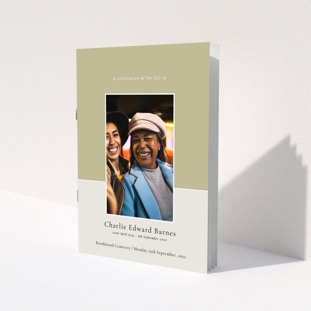 Funeral order of service programme design with one photo on the cover.