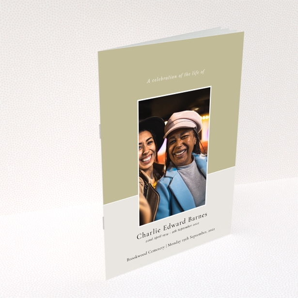 Funeral order of service program back page design with one photo - Portrait