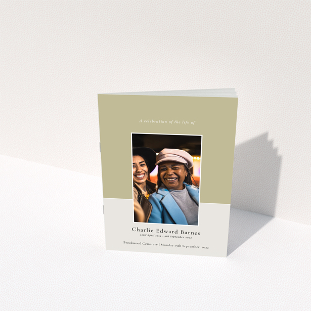 Funeral order of service program back page design with one photo - Portrait