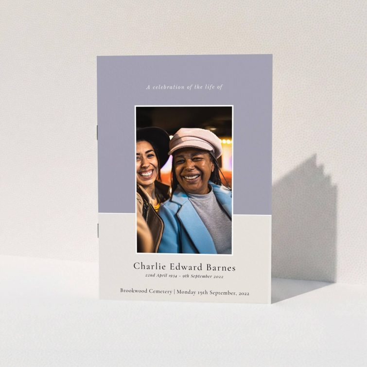 Funeral order of service program design with one photo on a modern layout.