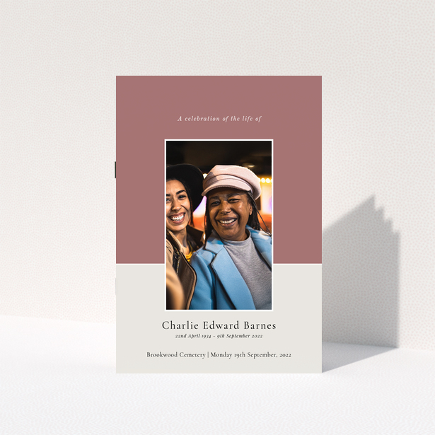 Funeral order of service program design with one photo on the cover